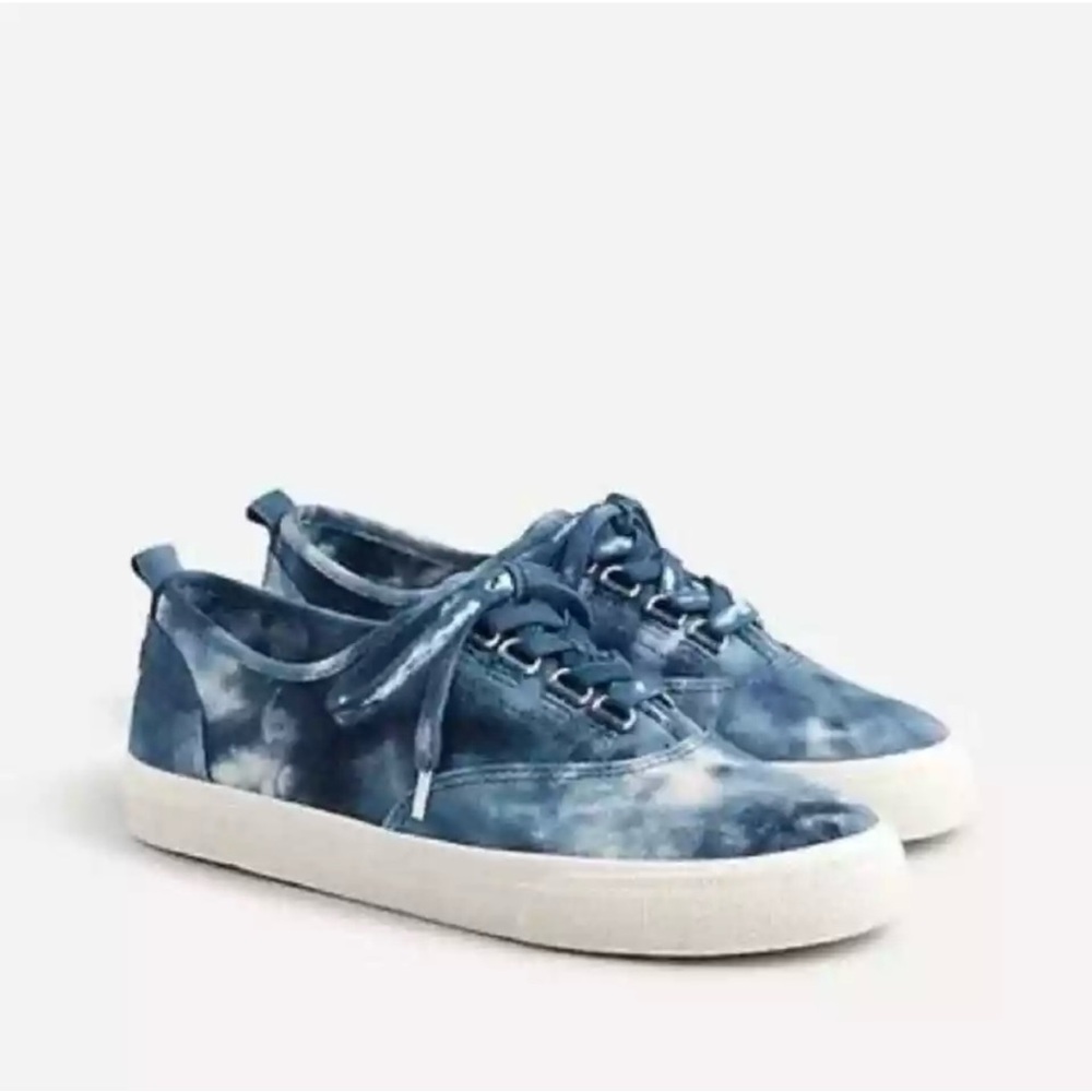 J.Crew Women's Harbor Sneakers, Crinkle Tie-Dye, Blue & White, size 8, EUC